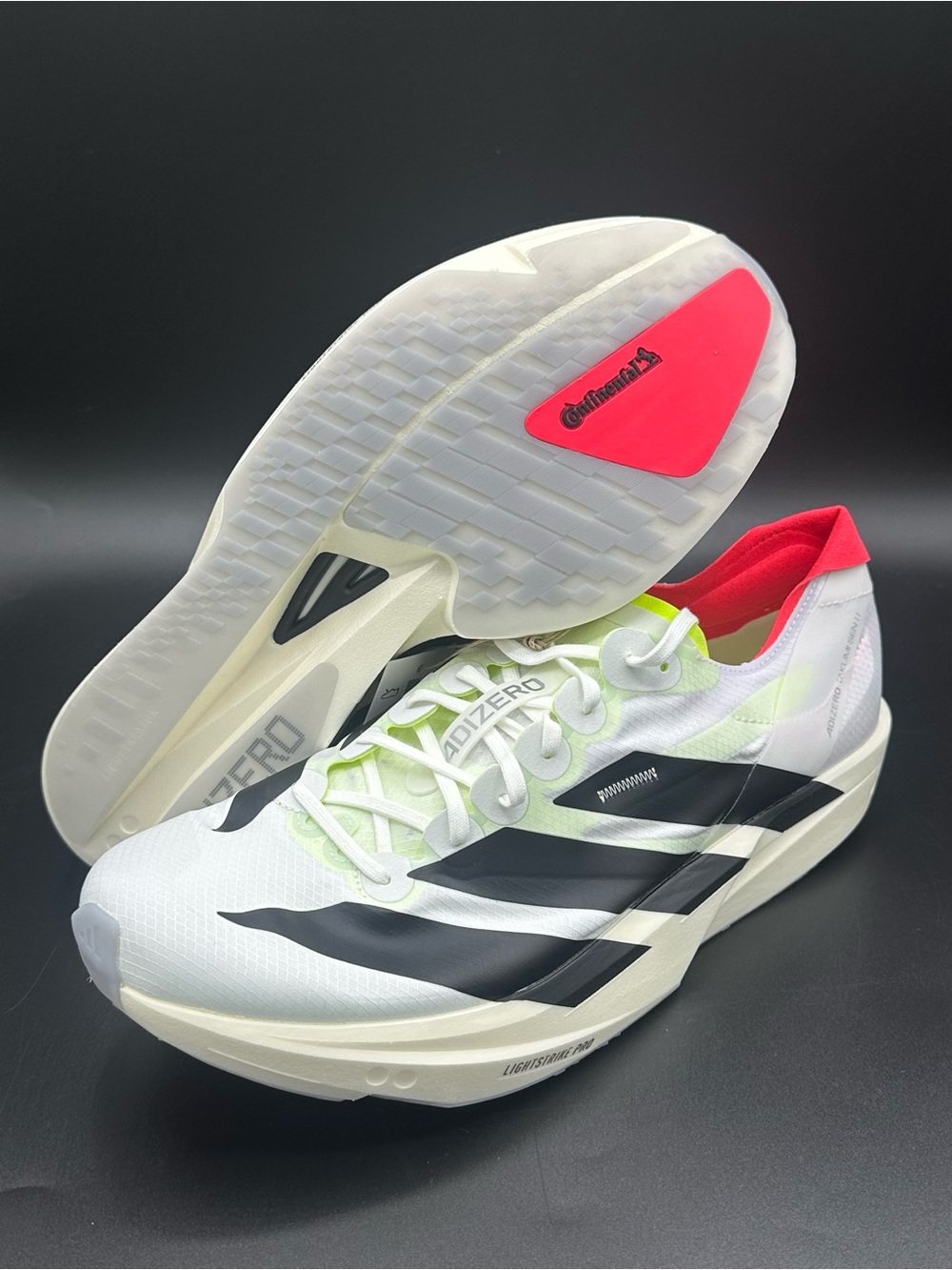 Adidas Adizero Takumi Sen 11 White Black Volt JQ2818 Women’s Size 11.5 Mens 10.5